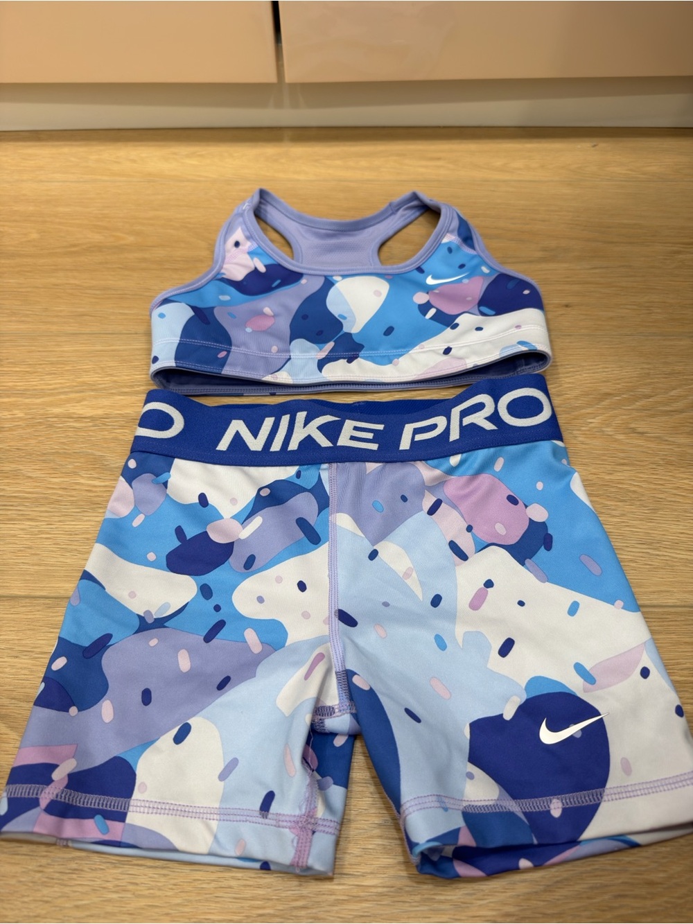 Nike Kids Purple and Blue Camo Sports Set